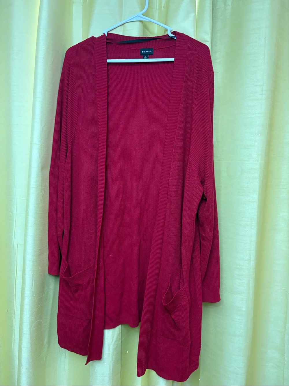 torrid Red Open-Front Long Cardigan with Pockets